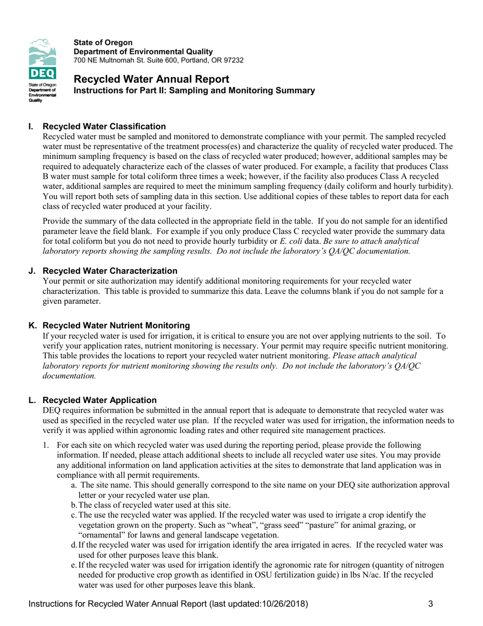 Instructions for Recycled Water Annual Report - Oregon, Page 3