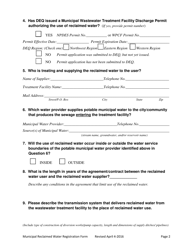 Municipal Reclaimed Water Registration Form - Oregon, Page 2