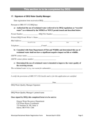 Municipal Reclaimed Water Registration Form - Oregon, Page 5