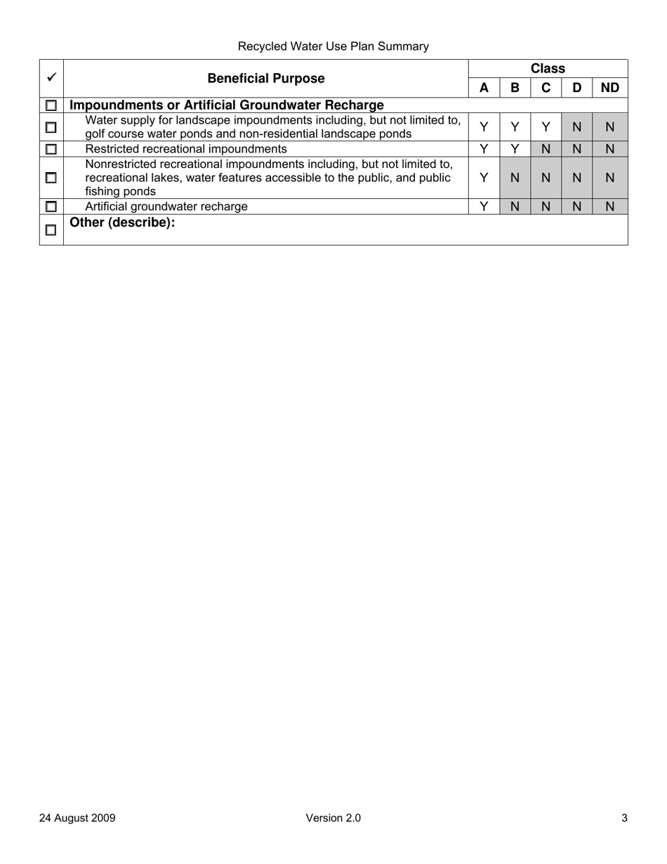 Recycled Water Use Plan Summary - Oregon, Page 3