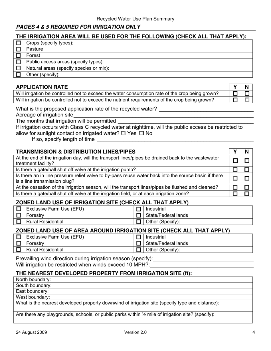Recycled Water Use Plan Summary - Oregon, Page 4
