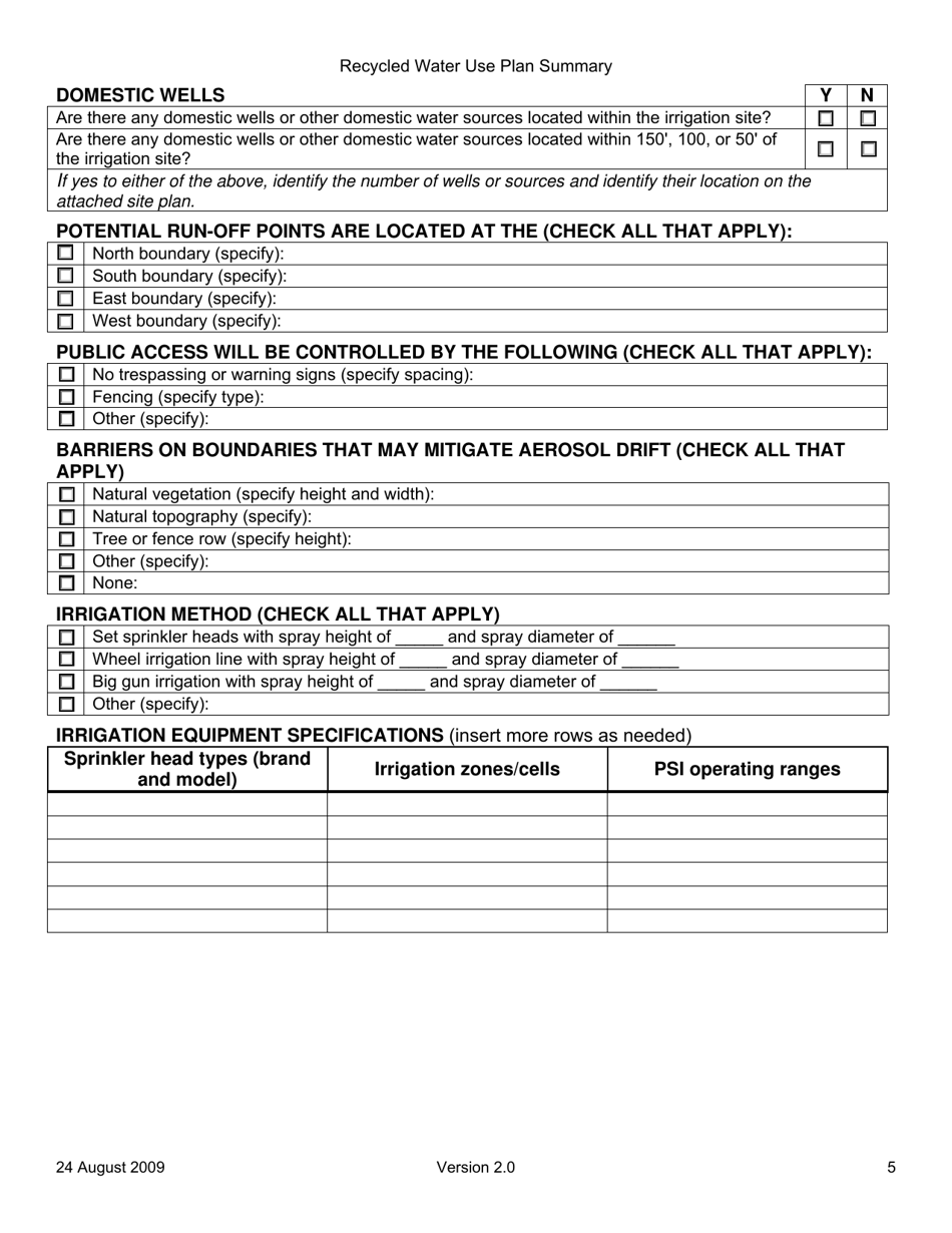 Recycled Water Use Plan Summary - Oregon, Page 5