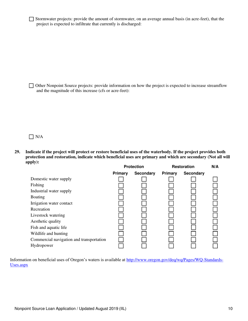 Nonpoint Source Project Loan Application - Oregon, Page 10