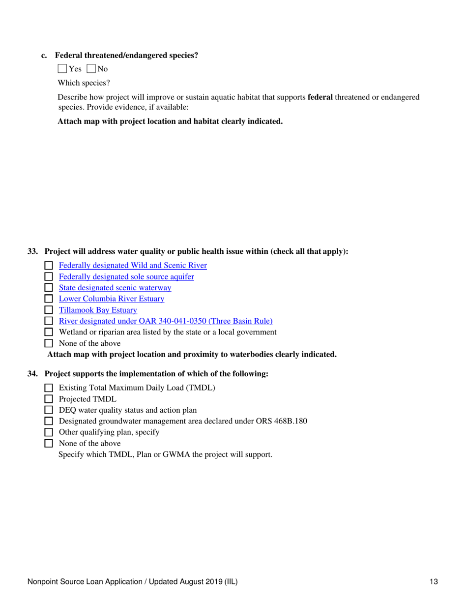 Nonpoint Source Project Loan Application - Oregon, Page 13