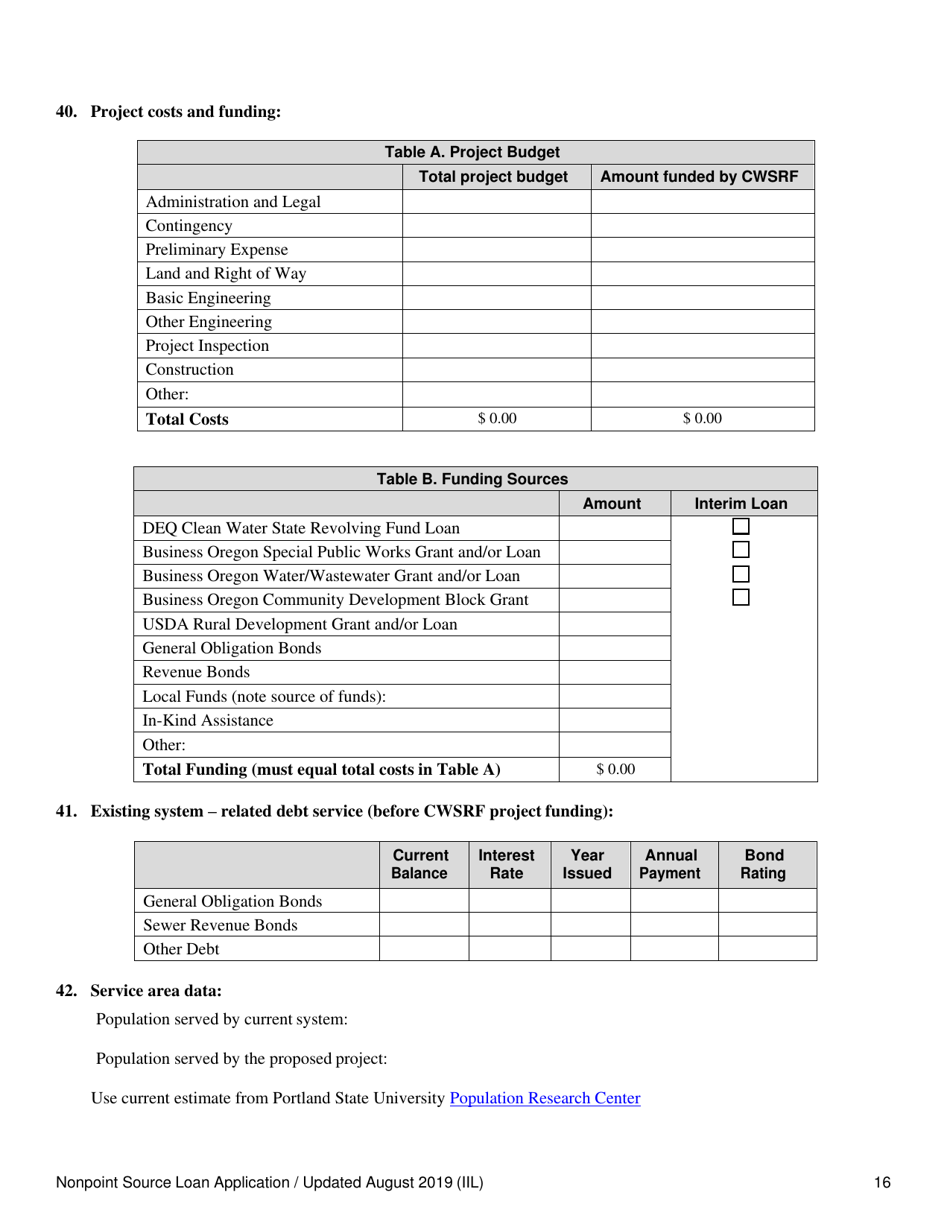 Nonpoint Source Project Loan Application - Oregon, Page 16