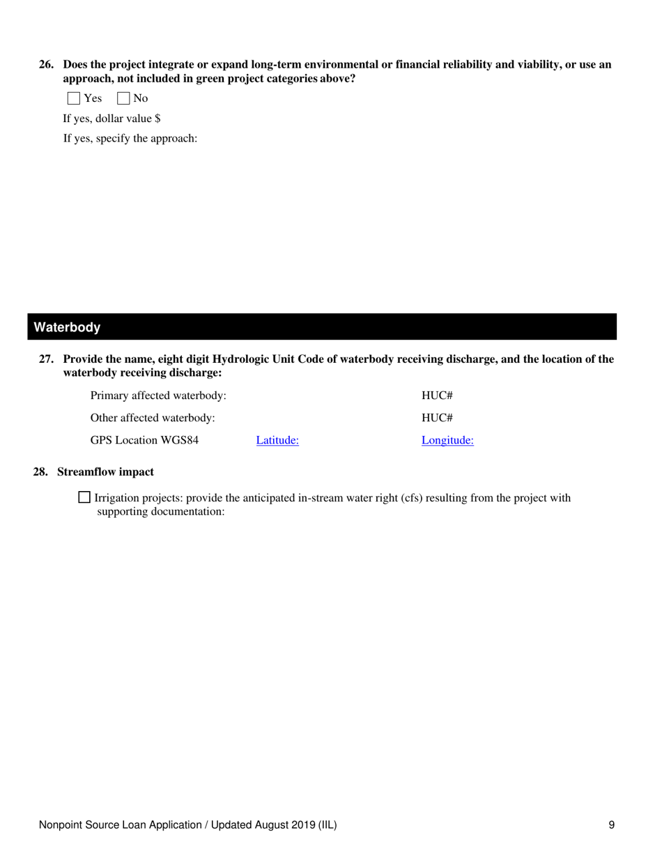 Nonpoint Source Project Loan Application - Oregon, Page 9