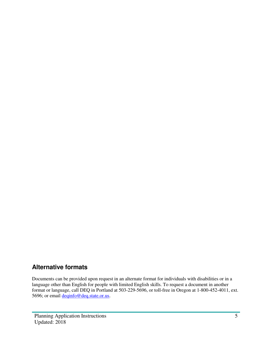 Instructions for Clean Water State Revolving Fund Planning Loan Application - Oregon, Page 5