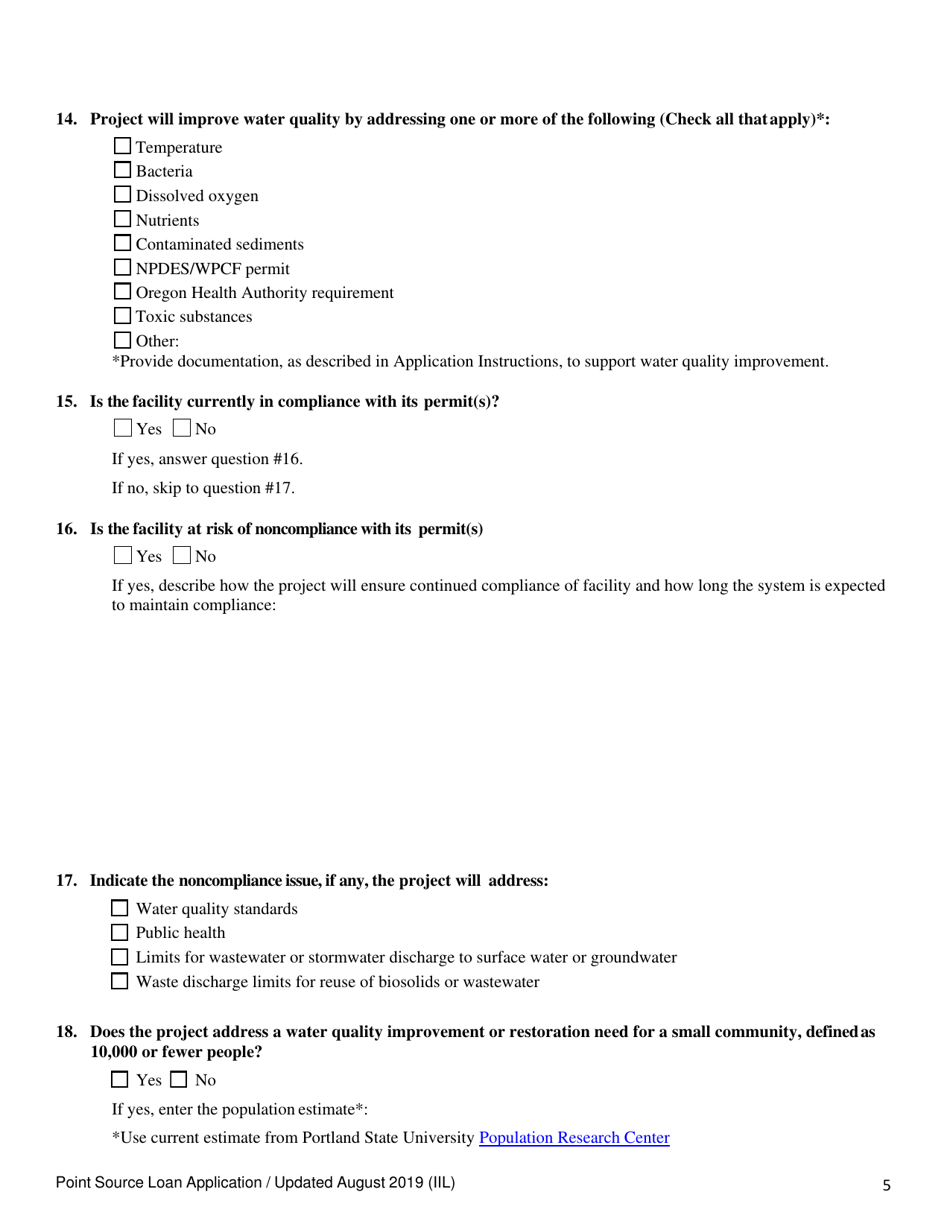 Point Source Project Loan Application (Design and Construction Projects) - Oregon, Page 5