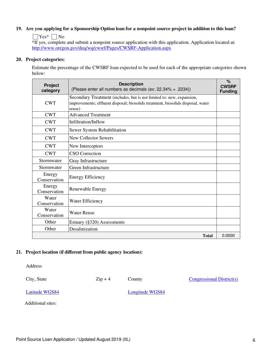 Point Source Project Loan Application (Design and Construction Projects) - Oregon, Page 6