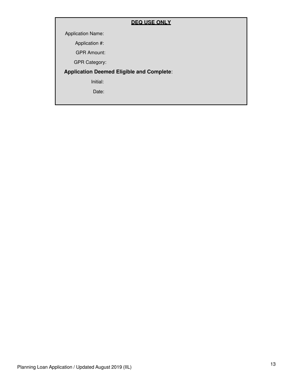 Clean Water State Revolving Fund Planning Loan Application - Oregon, Page 13
