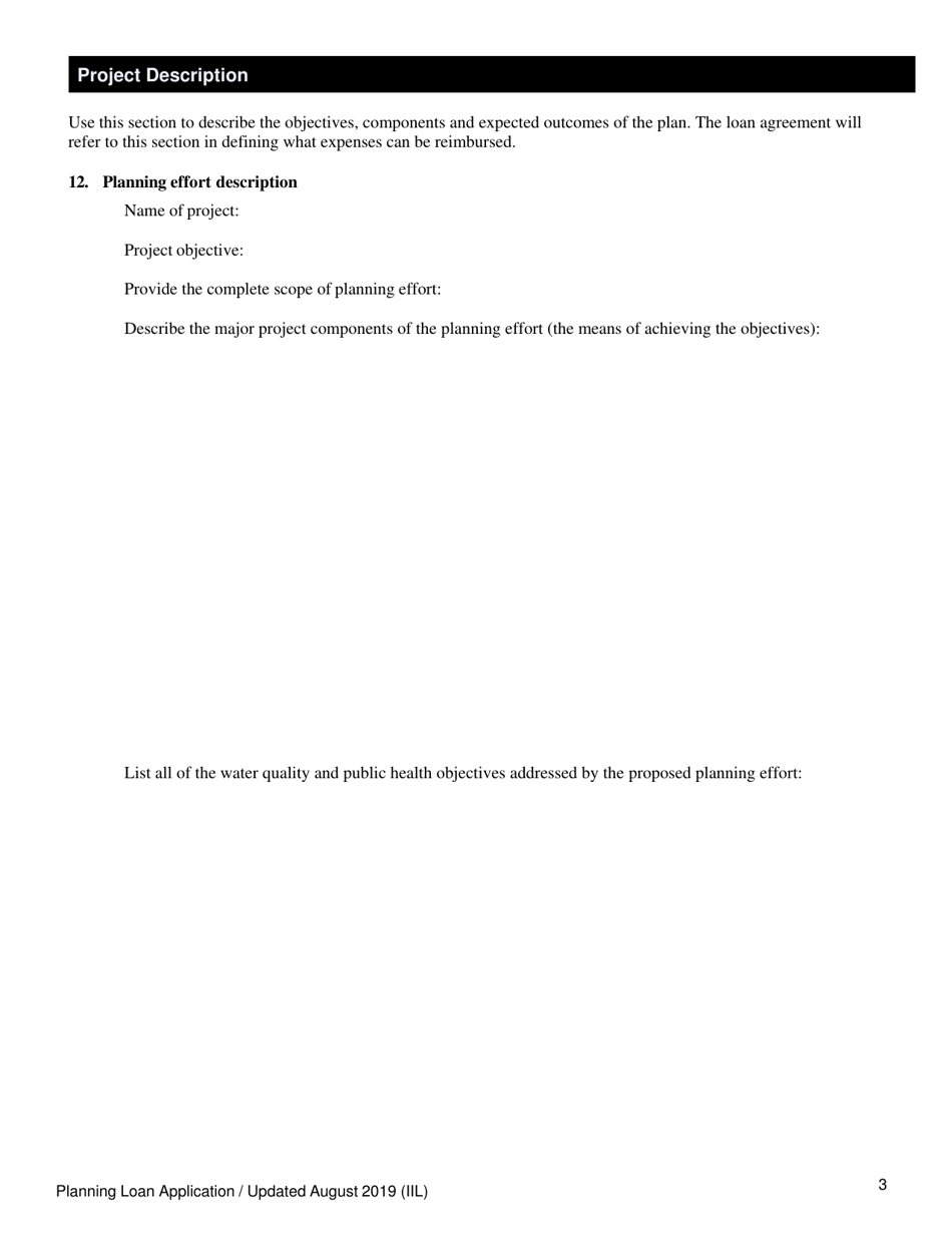 Clean Water State Revolving Fund Planning Loan Application - Oregon, Page 3
