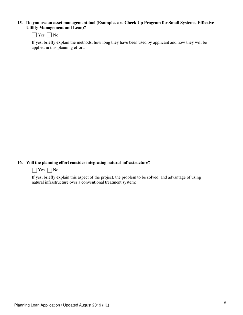 Clean Water State Revolving Fund Planning Loan Application - Oregon, Page 6