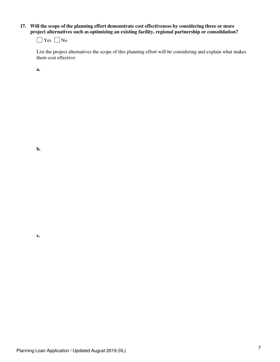 Clean Water State Revolving Fund Planning Loan Application - Oregon, Page 7