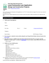 &quot;Local Community Loan Application (Design and Construction Projects)&quot; - Oregon