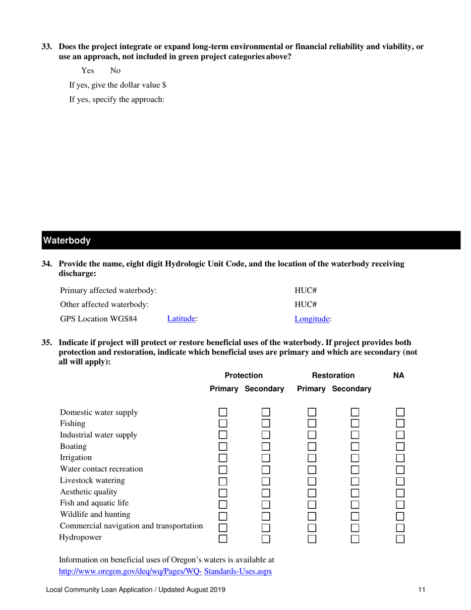 Local Community Loan Application (Design and Construction Projects) - Oregon, Page 11