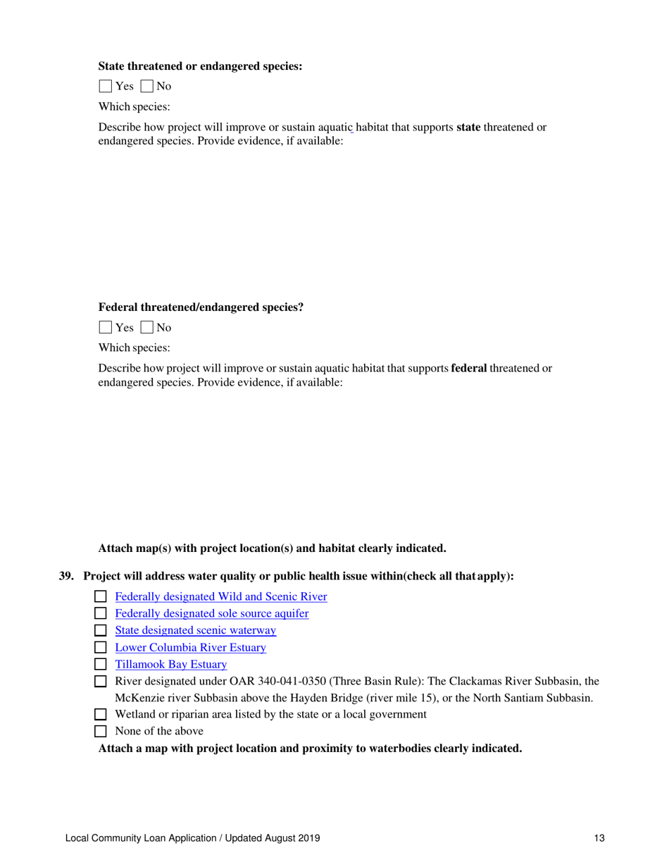 Local Community Loan Application (Design and Construction Projects) - Oregon, Page 13