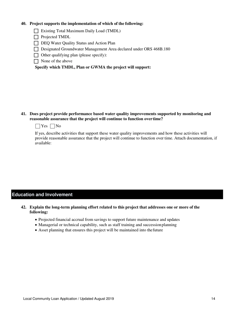 Local Community Loan Application (Design and Construction Projects) - Oregon, Page 14
