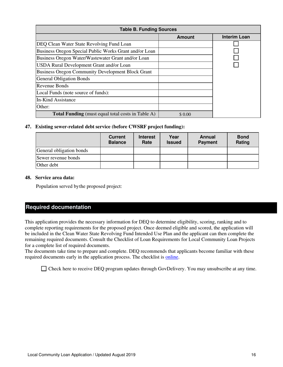 Local Community Loan Application (Design and Construction Projects) - Oregon, Page 16