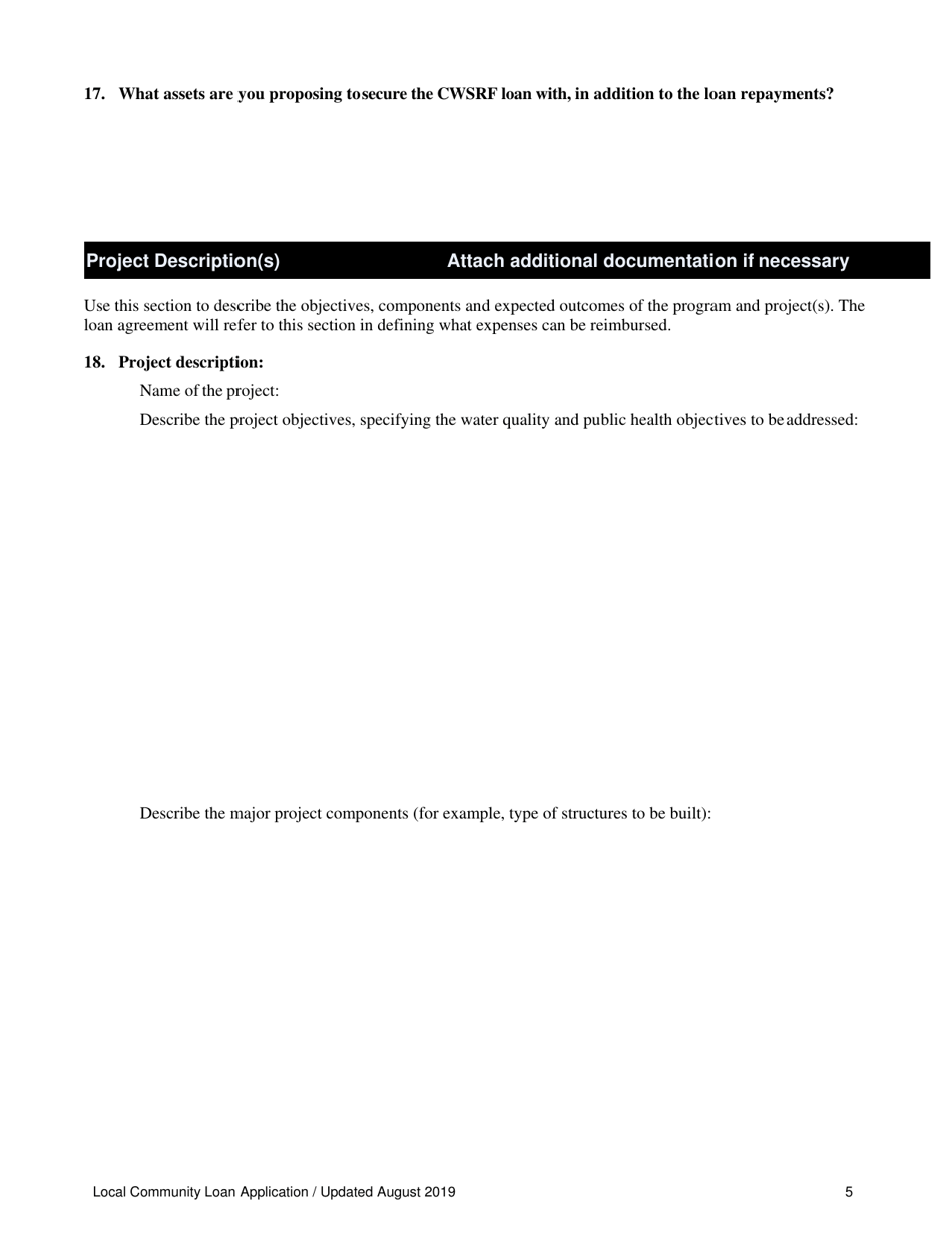 Local Community Loan Application (Design and Construction Projects) - Oregon, Page 5