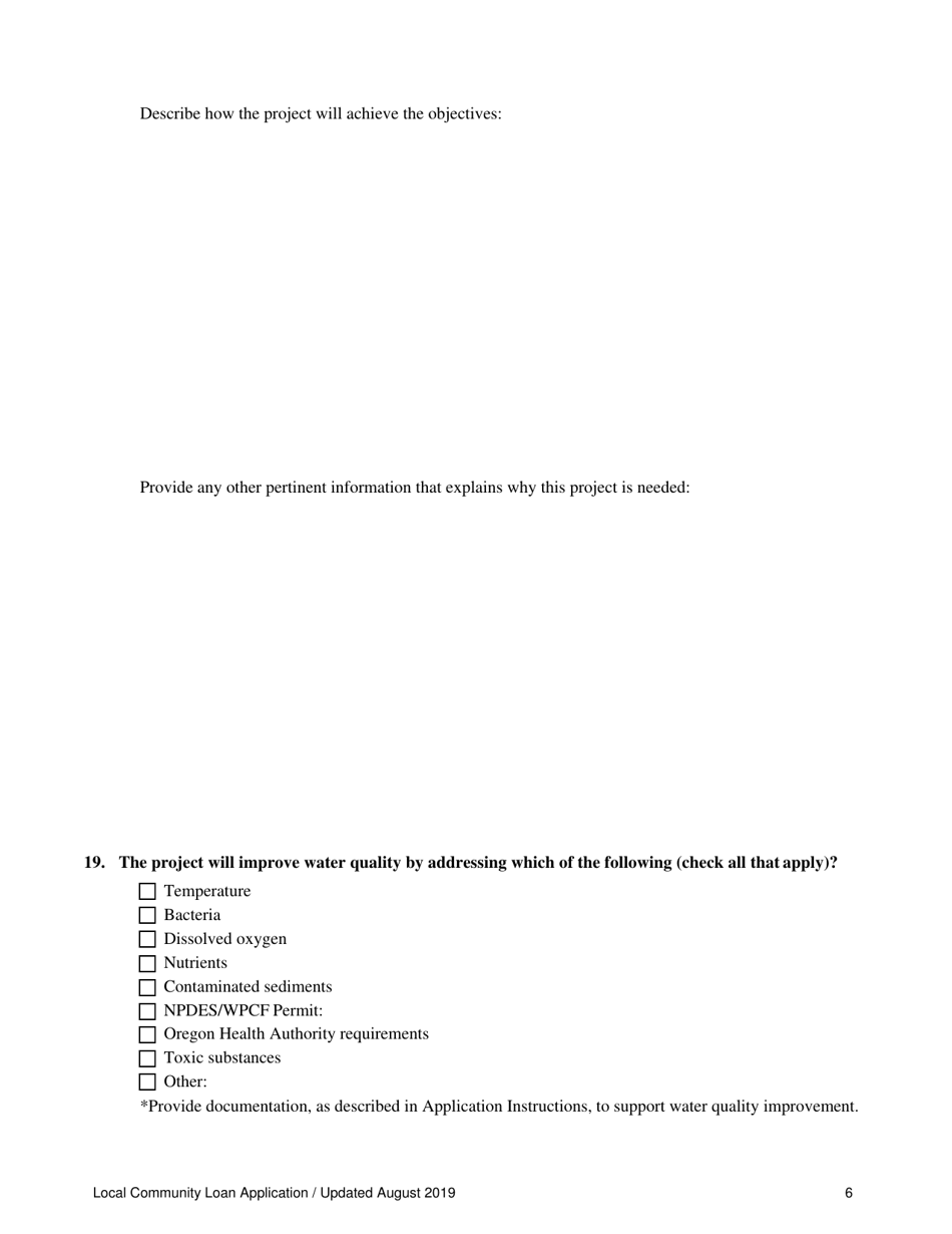 Local Community Loan Application (Design and Construction Projects) - Oregon, Page 6