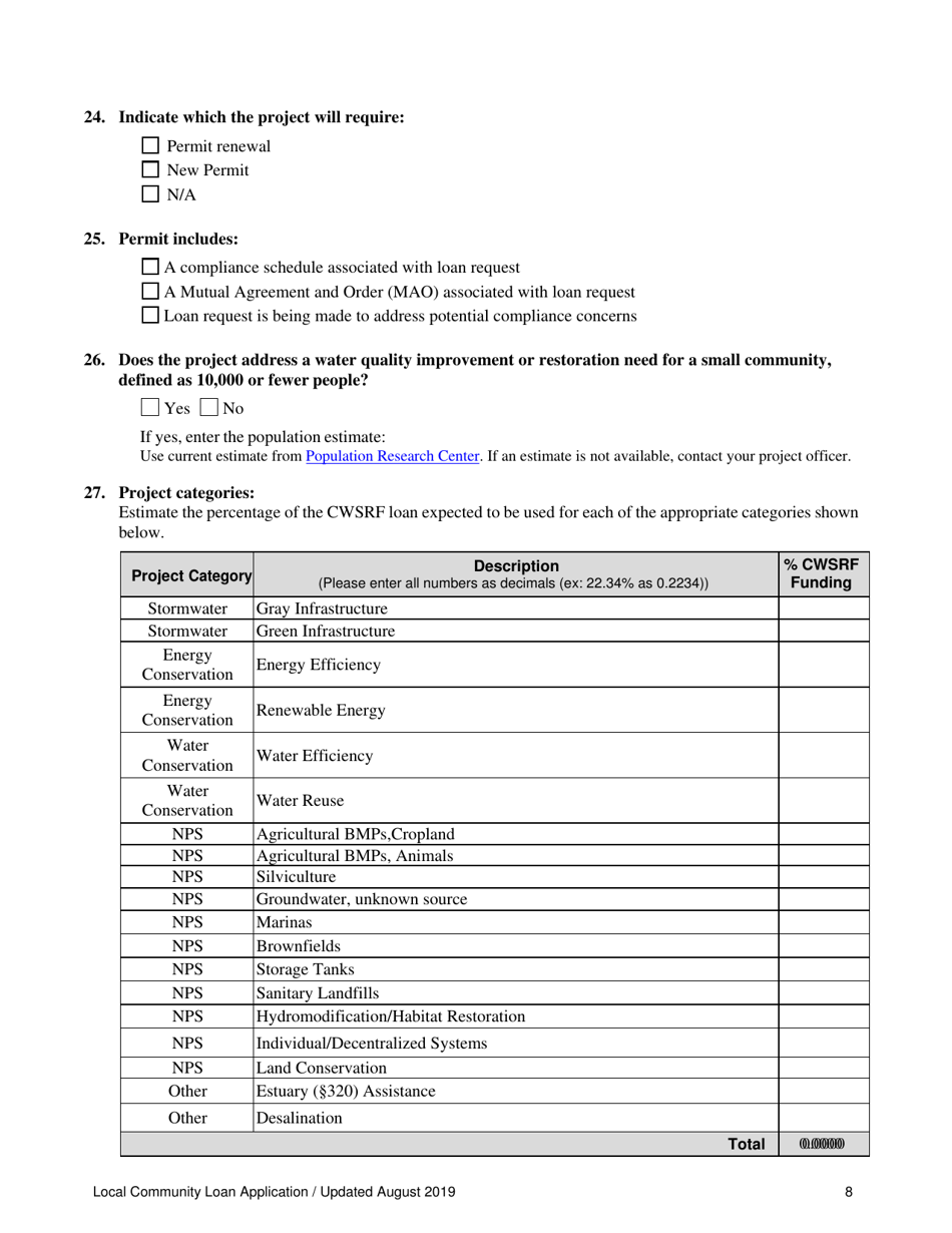 Local Community Loan Application (Design and Construction Projects) - Oregon, Page 8