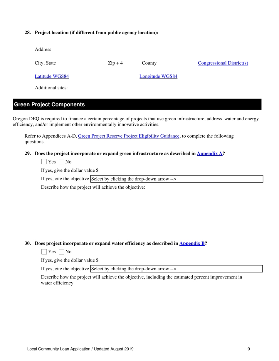 Local Community Loan Application (Design and Construction Projects) - Oregon, Page 9