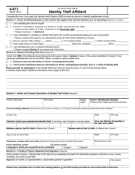 Form 4-073 Id Theft Affidavit - North Dakota