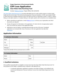 Cdfi Loan Application - Clean Water State Revolving Fund - Oregon