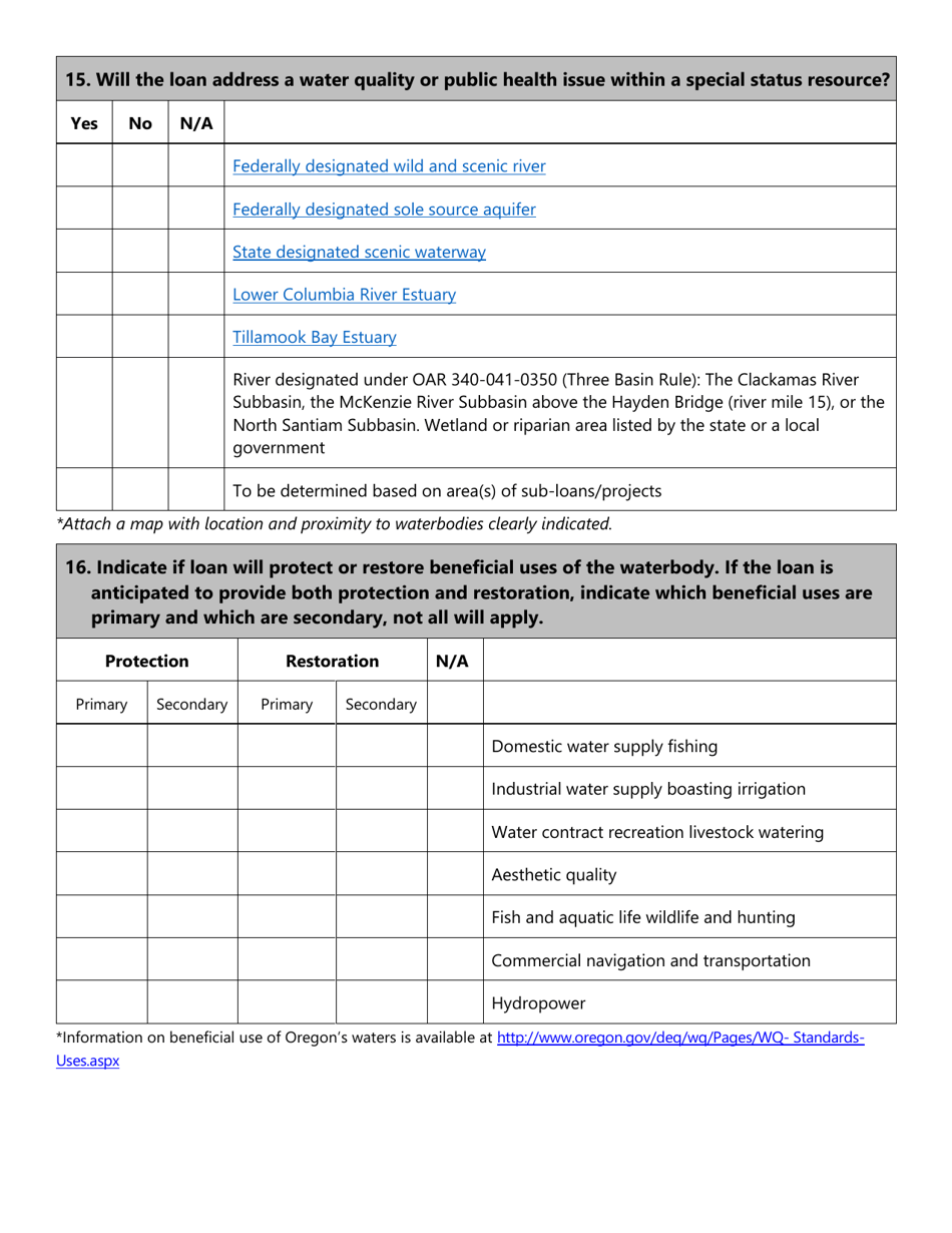 Cdfi Loan Application - Clean Water State Revolving Fund - Oregon, Page 8