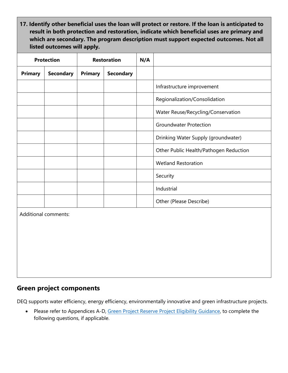 Cdfi Loan Application - Clean Water State Revolving Fund - Oregon, Page 9