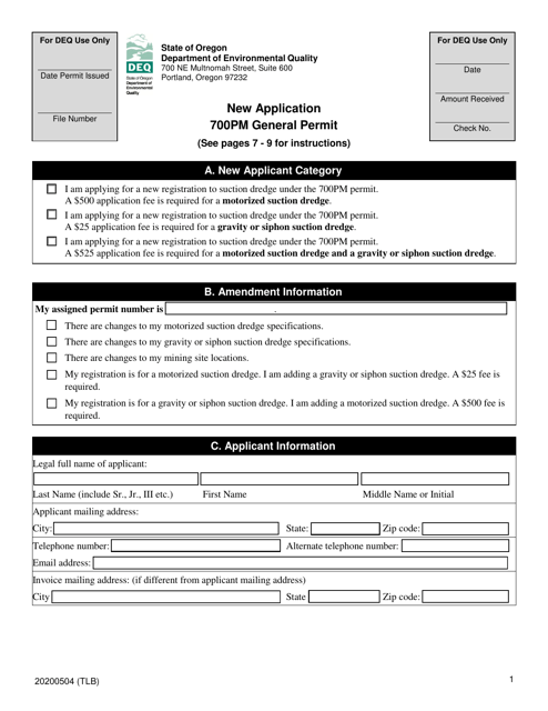 &quot;700-pm Application Form&quot; - Oregon Download Pdf