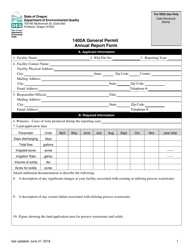 &quot;1400a General Permit Annual Report Form&quot; - Oregon