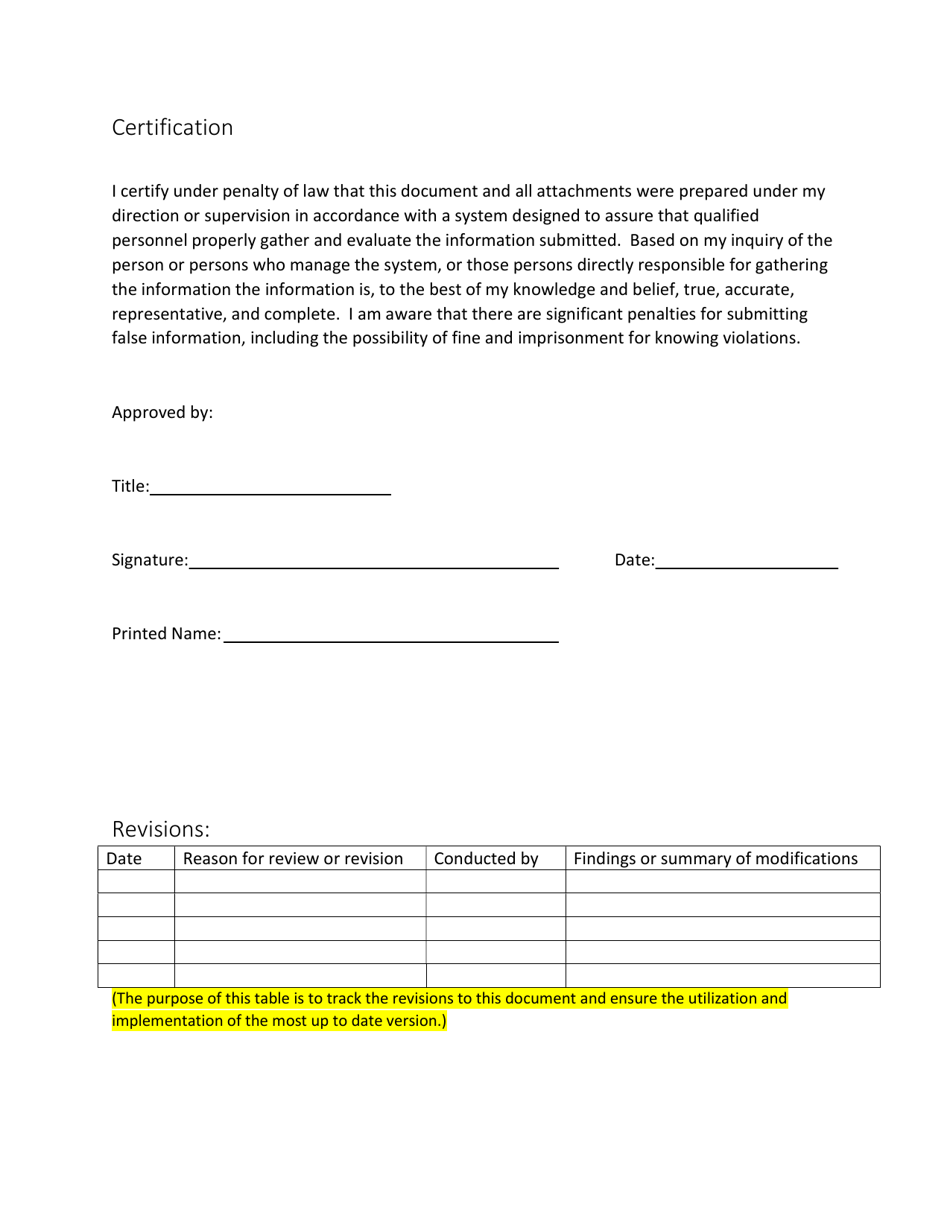 Process Wastewater Management Plan Template - Oregon, Page 2