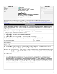 Document preview: Application for National Pollutant Discharge Elimination System General Permit 1500a - Oregon