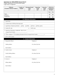 Application for National Pollutant Discharge Elimination System General Permit 1500a - Oregon, Page 4