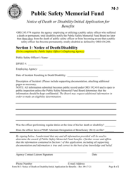 Form M-3 Notice of Death or Disability/Initial Application for Benefits - Oregon