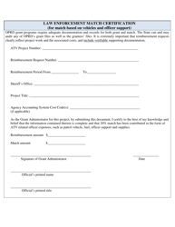 Document preview: Law Enforcement Match Certification - Oregon