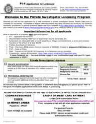 Form PI-1 &quot;Application for Licensure&quot; - Oregon