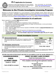 Form PI-1 Application for Licensure - Oregon