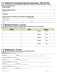 Form PI-1 Application for Licensure - Oregon, Page 3