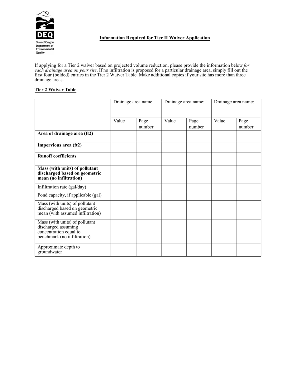 Oregon Tier 2 Revised Stormwater Pollution Control Plan Checklist ...