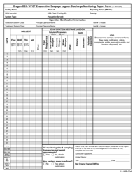 Document preview: Oregon DEQ Wpcf Evaporation/Seepage Lagoon Discharge Monitoring Report Form - Oregon