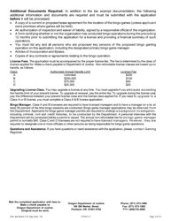 Application for a New and Renewal Class C and D License to Operate Bingo Games - Oregon, Page 2