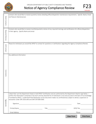Form F23 Notice of Agency Compliance Review - Oregon, Page 2