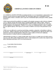 Document preview: Form F-11 Criminal Justice Code of Ethics - Oregon