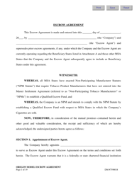 Document preview: Escrow Agreement - Oregon