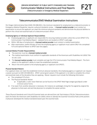 Form F2TA Final Report Communicator Medical Examination - Oregon