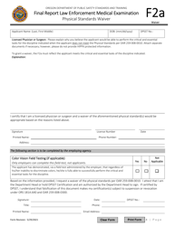 Form F2A Final Report Law Enforcement Medical Examination - Covid-19 - Oregon, Page 4