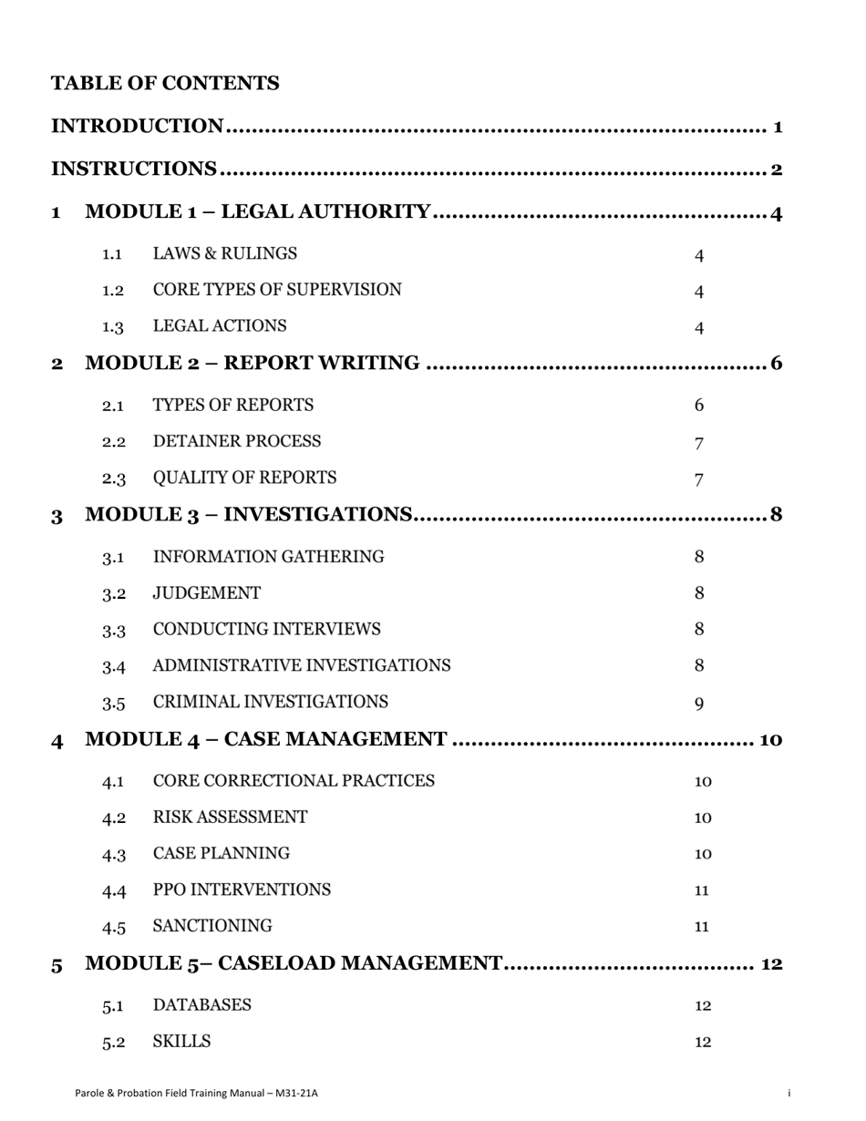 Form F34 Field Training Manual Completion Record Parole and Probation Officer - Oregon, Page 3