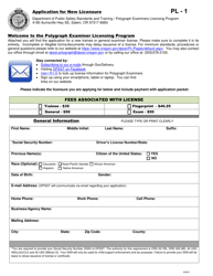 Form PL-1 &quot;Application for New Licensure - Polygraph Examiners Licensing Program&quot; - Oregon